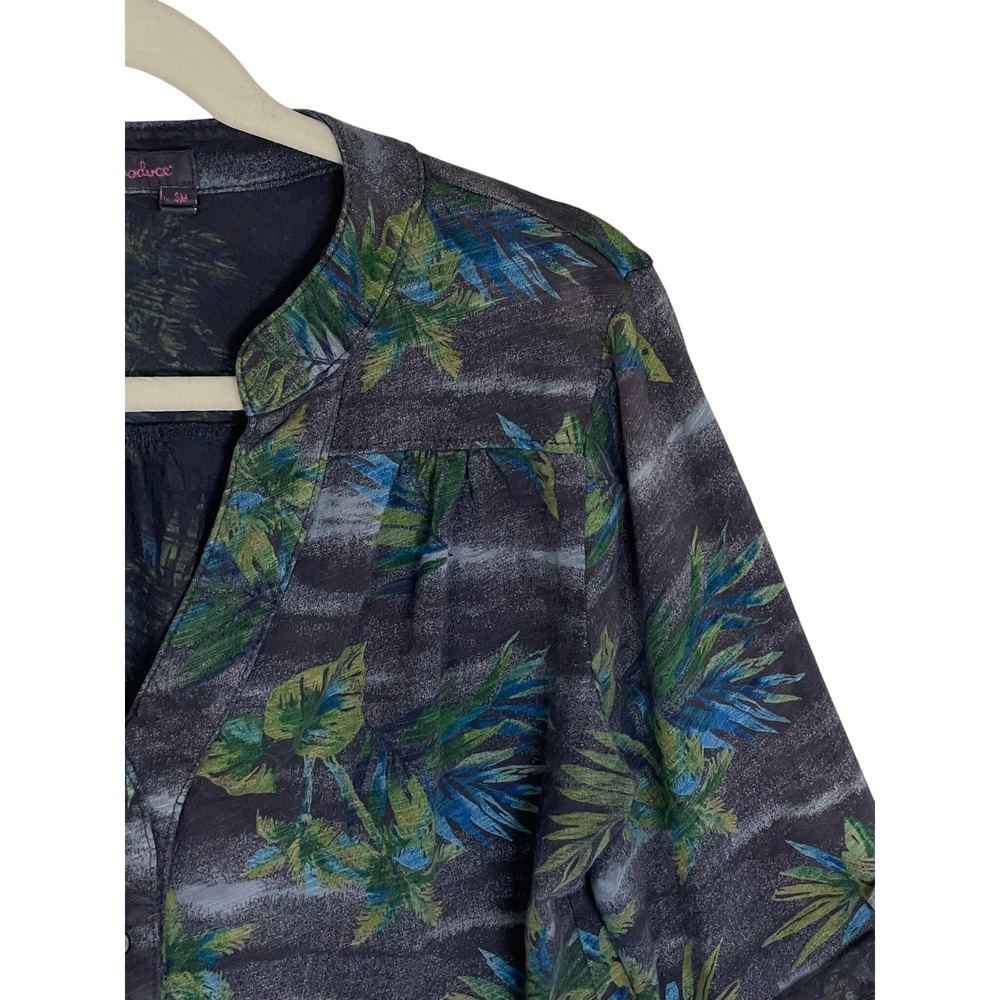 Fresh Produce Womens Tropical Palm Print Slub Cotton 3/4 Sleeve Tunic Top SM USA - Picture 7 of 13